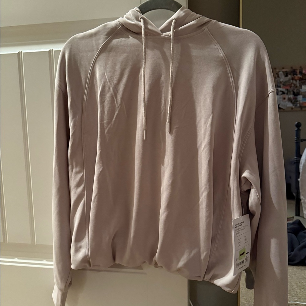 Athleta, Seasoft Bubble Hem Hoodie, Tan